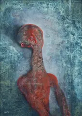 František Bukeš, Prenatal Synthesis II., 1989, Mixed media, canvas