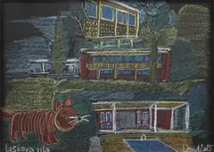 David Vávra, Villa of Zdeněk Liška, 2015, Pastel, coloured paper