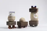 My Dvě, Chicken, Moss and Horner, 2021, wood, ceramics, acrylic