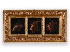 Three Putti Paintings by Jacques Stella, Oil on copper sheet, sold Mar 2023