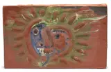 Pablo Picasso, Little sun, 1968-1969, Rectangular plaque of red earthenware clay, engobe ground, engraving enhanced with oxides under partial brushed glaze patina