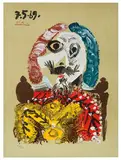Plate from Imaginary Portraits by Pablo Picasso, 1969, Color offset lithograph on Arches wove paper, sold Feb 2019