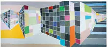 Grey and Mainly Neutral Colours Receding Structure by Peter Davies, 1999, Acrylic on linen, sold Feb 2019