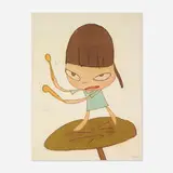 Yoshitomo Nara, Marching on a Butterbur Leaf, 2019, offset lithograph in colors