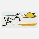 Alexander Calder, Untitled (Sunset Runners) (from the Le sacrilège d'Alan Kent suite), 1976, etching and aquatint in colors on Vélin de Rives