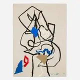 Untitled by Emerson Woelffer, 1989, oil stick and collage on paper, sold Mar 2024