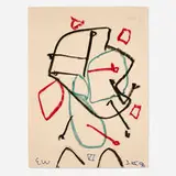 Untitled by Emerson Woelffer, 1996, oil stick on paper, sold Mar 2024