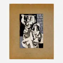 Two Figures by Vaclav Vytlacil, tempera on paper laid to board, sold Mar 2024