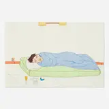 Annie Pootoogook, Composition (Sleeping Man), ink and colored pencil on paper