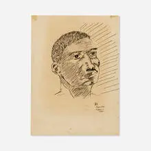 Charles Searles, Portrait of a Man, ink on paper