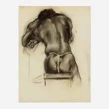 John R. Grabach, Figure Study, charcoal on paper