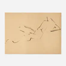 Figure Study by Mercedes Matter, charcoal on paper, sold Mar 2024