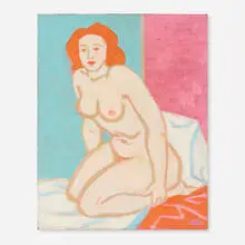 Josef Zenk, Kneeling Figure, oil on Masonite