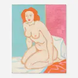 Josef Zenk, Kneeling Figure, oil on Masonite