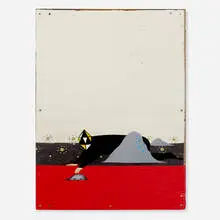 Clare Rojas, Untitled (Man in Mound), 2004, gouache and latex on wood