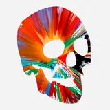 Skull Spin Painting by Damien Hirst, 2009, acrylic on paper, sold Mar 2024