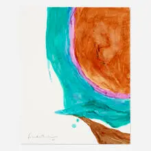 Helen Frankenthaler, Untitled (Aquamarine & Burnt Orange), 1975, acrylic on paper