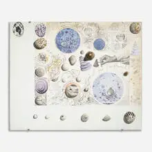 Mary Bauermeister, Sketch for Tanglewood Press (from the New York International portfolio), 1967-68, offset lithograph with collage and colored pencil additions, stones, painted wood and glass