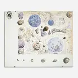 Mary Bauermeister, Sketch for Tanglewood Press (from the New York International portfolio), 1967-68, offset lithograph with collage and colored pencil additions, stones, painted wood and glass