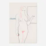 Bob Thompson, Woman with Apple, ink on notebook paper