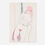 Bob Thompson, Woman Reclining, 1963, colored ink on notebook paper