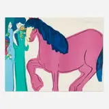 Walasse Ting, Le cheval rouge, 1981, lithograph in colors