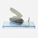 Ernest Trova, Falling Man, Shadow Figure, 1971, nickel-plated bronze and Plexiglas