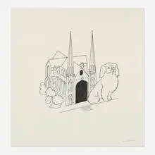 Untitled (Church Dog) by Steve Gianakos, 1976, ink on paper, sold Mar 2024