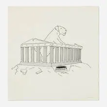 Steve Gianakos, Untitled (Roman Dog), 1976, ink and graphite on paper