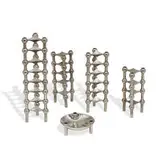 Caesar Stoff and Fritz Nagel, stacking candleholders, collection of 23, and one bowl, Germany