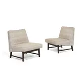 Edward Wormley, Slipper lounge chairs, pair, model 157