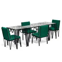 Walter Lamb, seven-piece dining set: three tables and four chairs