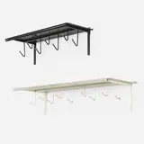 Mathieu Matégot, coat racks, set of two, c. 1956, perforated and enameled steel, brass, enameled brass