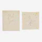 Man Ray, Untitled (Charlie Chaplin), two works, 1971, ink and graphite on paper