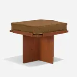 Usonian, stool for the Randall Fawcett House, c. 1950, plywood, upholstery