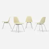 DSXs, set of four by Charles and Ray Eames, molded fiberglass, zinc-plated steel, rubber, plastic, sold Feb 2019