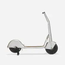 Chief Scooting Star push scooter by Precision Wheel Goods, c. 1940, enameled steel, rubber, sold Feb 2019