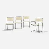 dining chairs, set of four by Walter Lamb, c. 1952, bronze tubing, cotton cord, sold Feb 2019