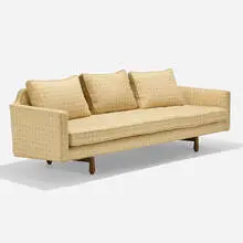 sofa, model 495 by Edward Wormley, c. 1955, upholstery, mahogany, sold Feb 2019
