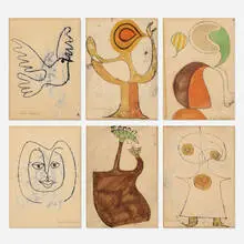 Charles Pollock, collection of six works, 1977, ink on paper