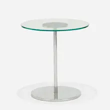 Hugh Acton, occasional table, c. 1960, chrome-plated steel, glass