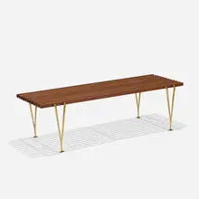 Hugh Acton, bench, 1954, walnut, brass