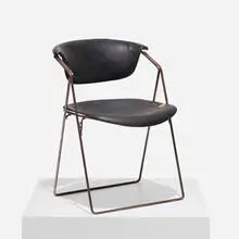 Hugh Acton, Early Acton Stacker chair model, c. 1962, steel, vinyl over fiberglass shell