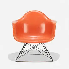 LAR by Charles and Ray Eames, 1950, molded fiberglass with rope edge, zinc-plated steel, rubber, sold Feb 2019