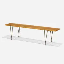 Hugh Acton, Early prototype bench, c. 1954, maple, brass