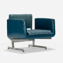 Hugh Acton, Executive lounge chair, c. 1955, chrome-plated steel, leather, upholstery