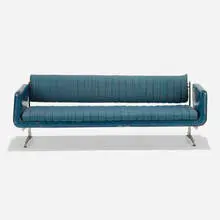 Hugh Acton, Executive Sofa, c. 1955, chrome-plated steel, leather, upholstery