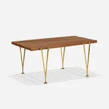 Hugh Acton, Rare bench, c. 1955, walnut, brass