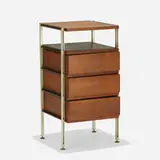 Hugh Acton, nightstand, c. 1960, walnut, aluminum, enameled steel