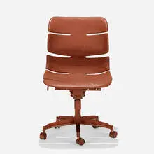Hugh Acton, prototype desk chair, c. 1978, lacquered fiberglass, enameled aluminum, enameled steel, lacquered plastic